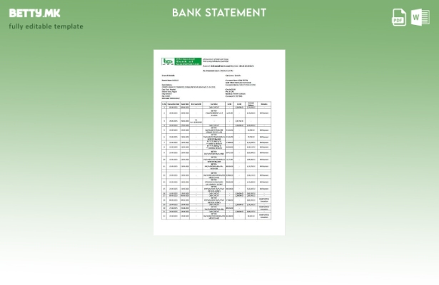 Модерен стил на Индија Ориентална трговска банка извод од сметка шаблон за збор